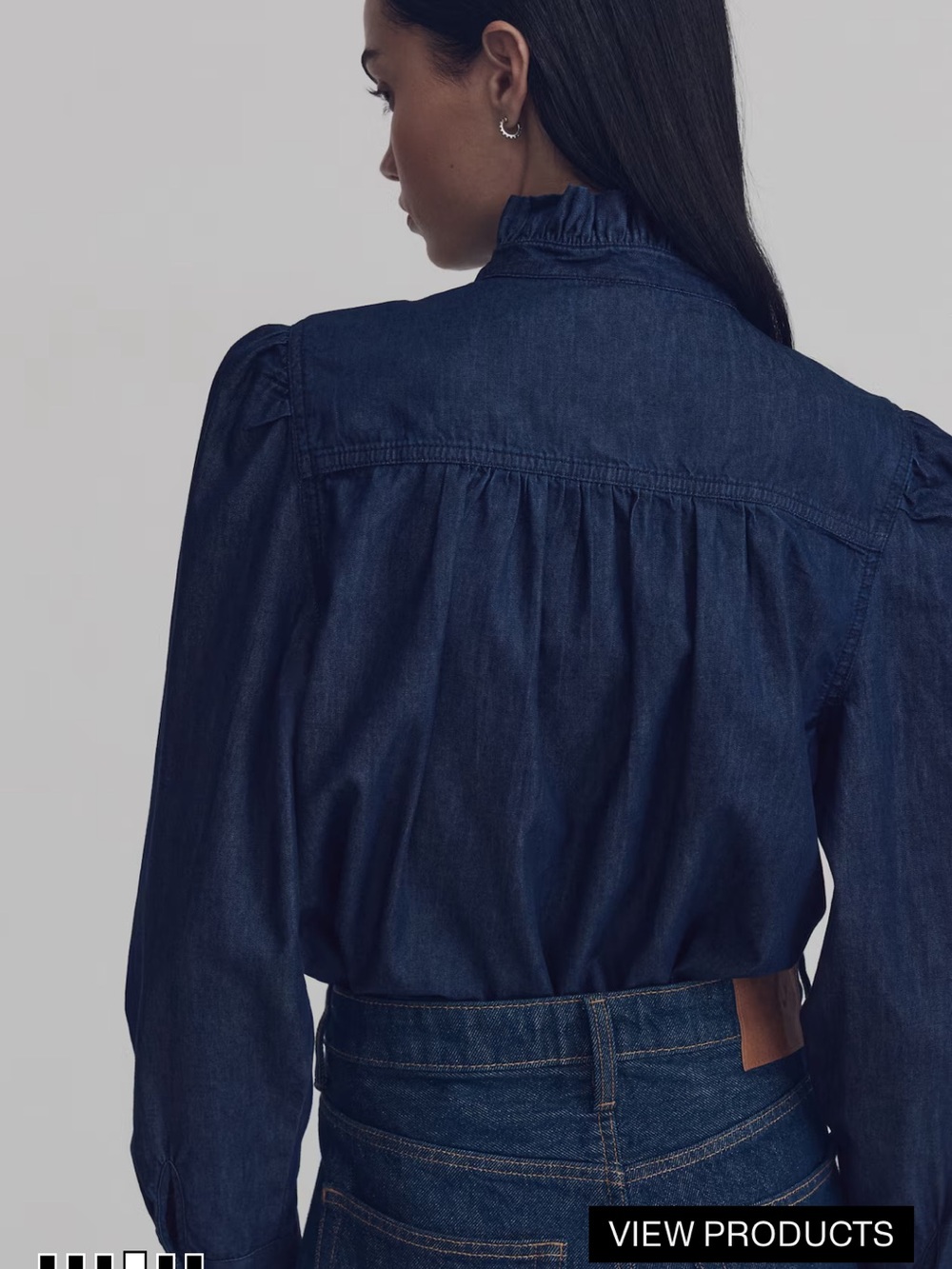 H&M Ruffle Collar Denim Blouse Size XS - Picture 8 of 10